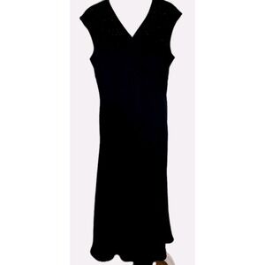 VTG Bob Mackie Studio Black Beaded Formal Evening Dress Lined Petite 12P Elegant
